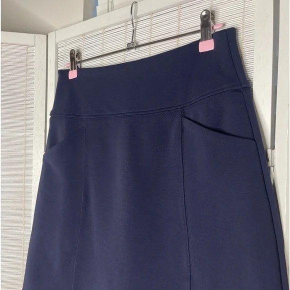 Maeve Anthropologie Navy Stretch Skirt High Waist Pockets Structured XS - Picture 2 of 7